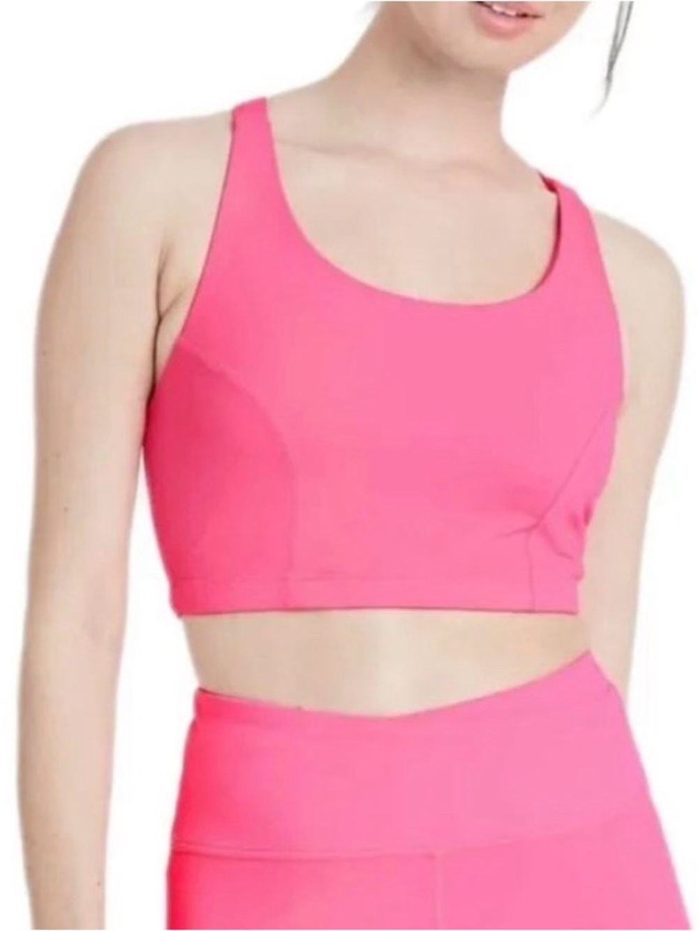 NWT JoyLab Longline Twisted Strappy Back Sports Bra Flamingo Pink Neon Size L
